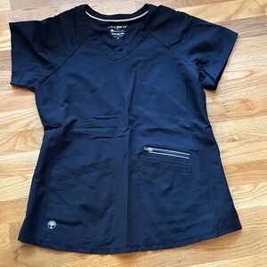 Healing hands scrubs black top (medium)